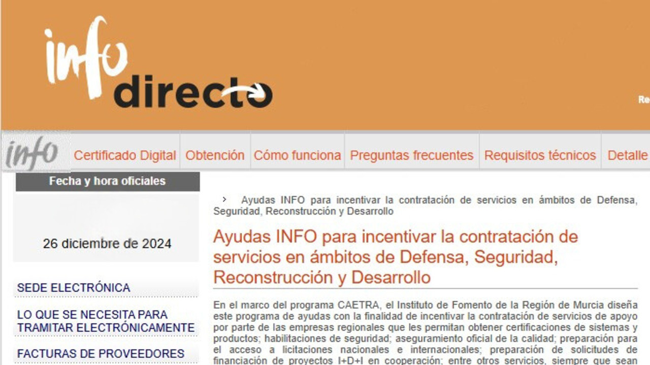 Convocatoria ayudas Info para incentivar la contratación de servicios en ámbitos de Defensa, Seguridad, Reconstrucción y Desarrollo.